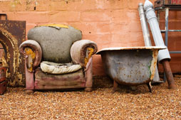 Old furniture and metal bath